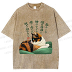 Unisex My lovely Cat Printed Washed Tee
