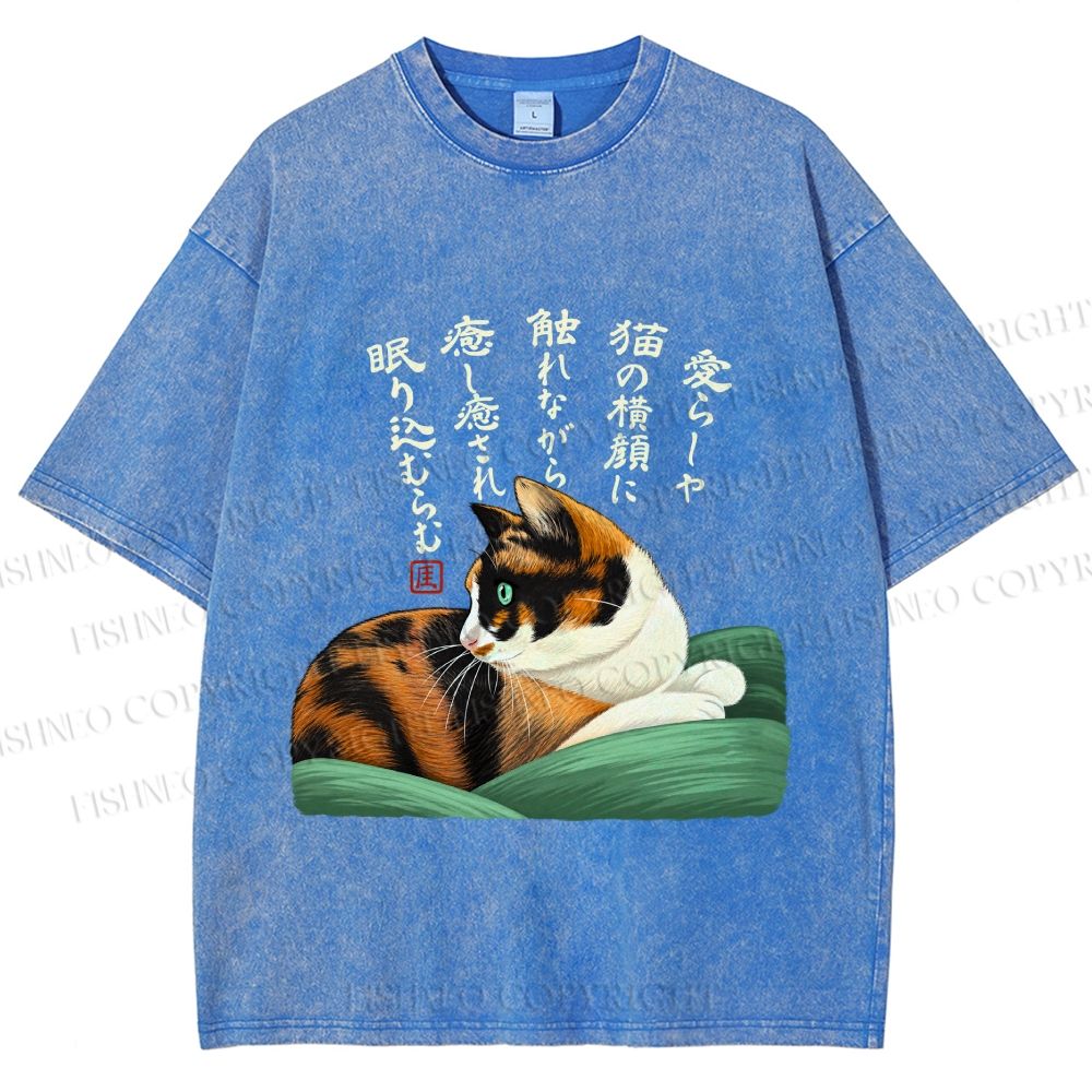 Unisex My lovely Cat Printed Washed Tee