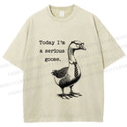 Unisex Serious Goose Printed Washed Tee