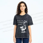 Unisex Serious Goose Printed Washed Tee