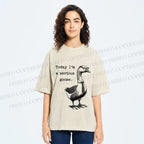 Unisex Serious Goose Printed Washed Tee