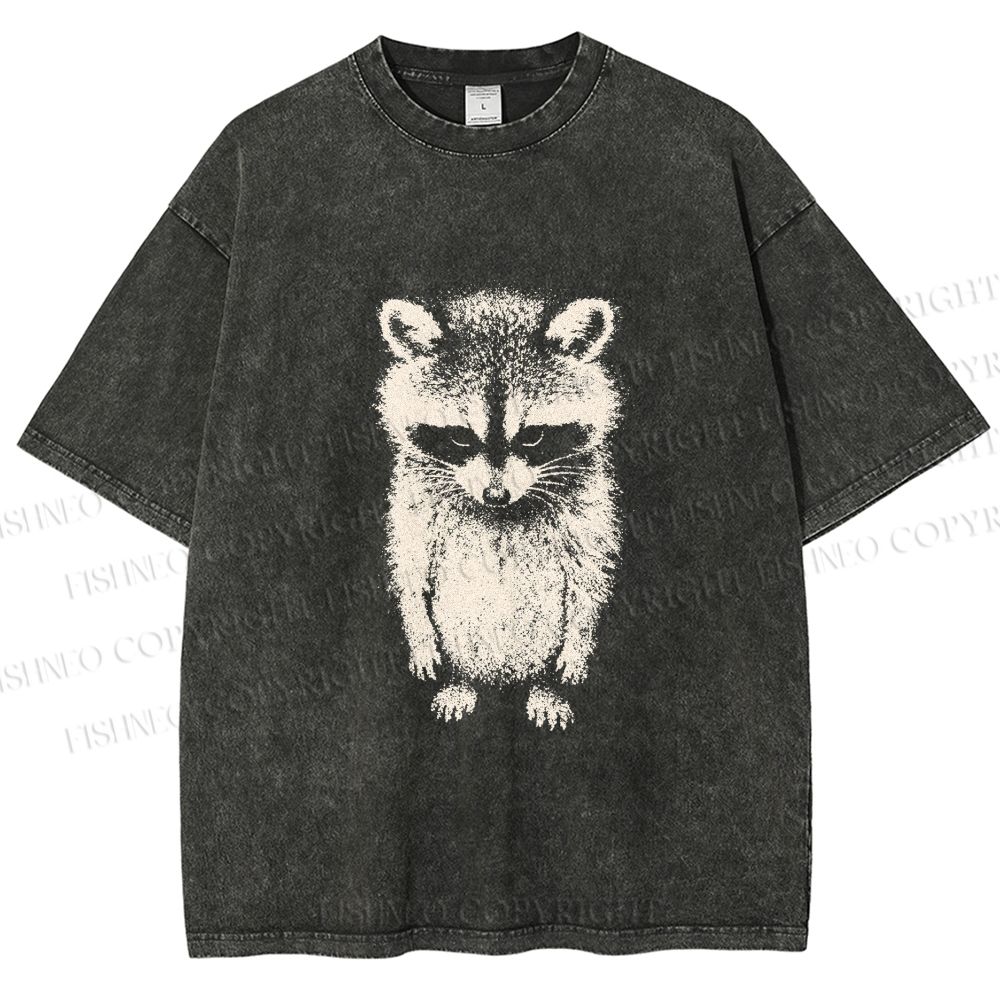 Unisex Sad Trash Panda Meme Printed Washed Tee