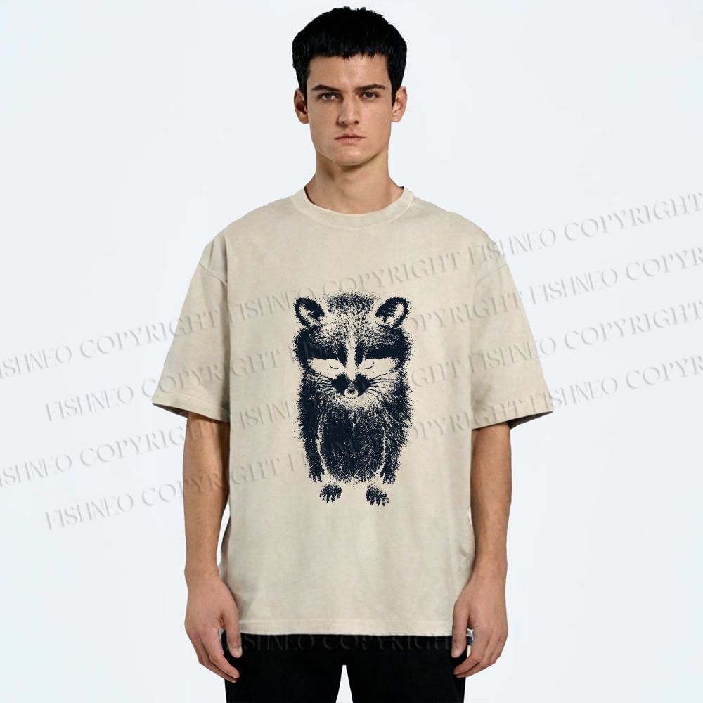 Unisex Sad Trash Panda Meme Printed Washed Tee