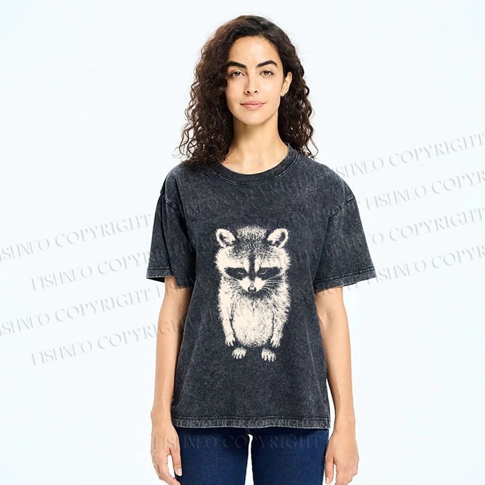 Unisex Sad Trash Panda Meme Printed Washed Tee
