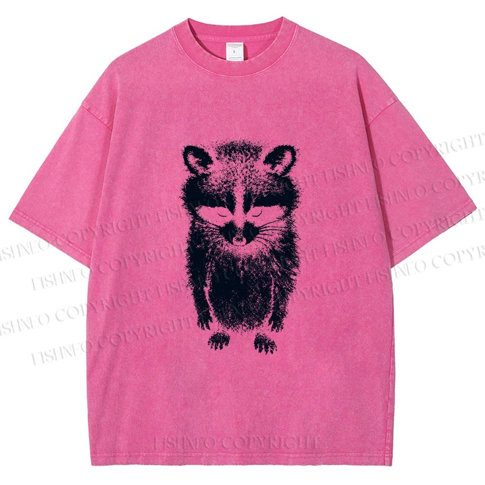 Unisex Sad Trash Panda Meme Printed Washed Tee