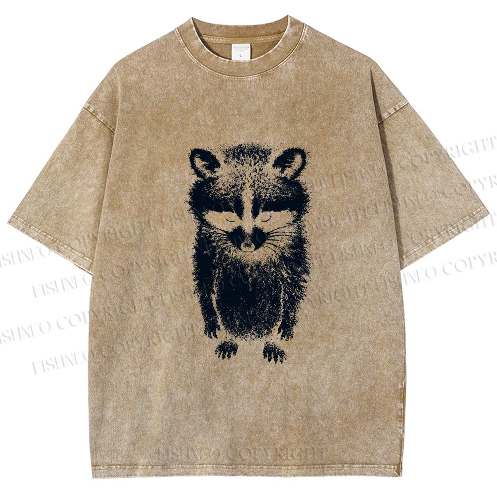 Unisex Sad Trash Panda Meme Printed Washed Tee