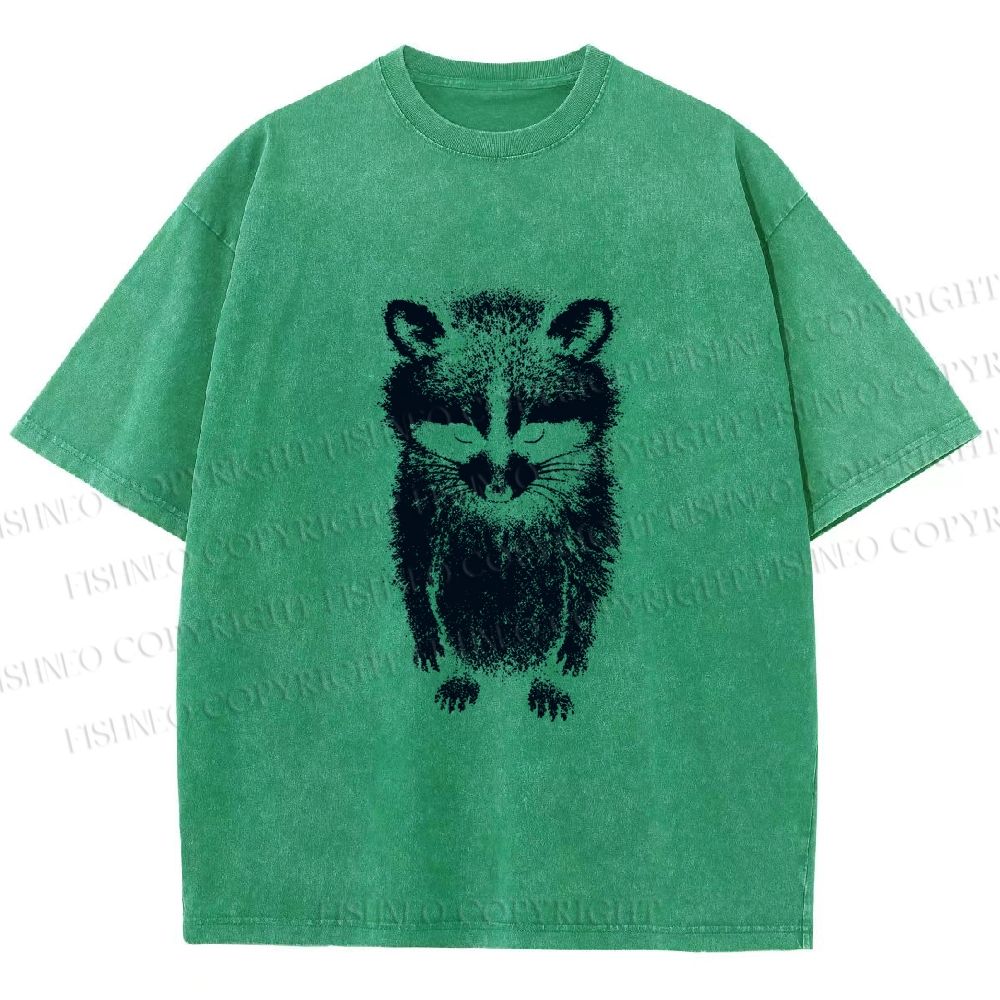 Unisex Sad Trash Panda Meme Printed Washed Tee