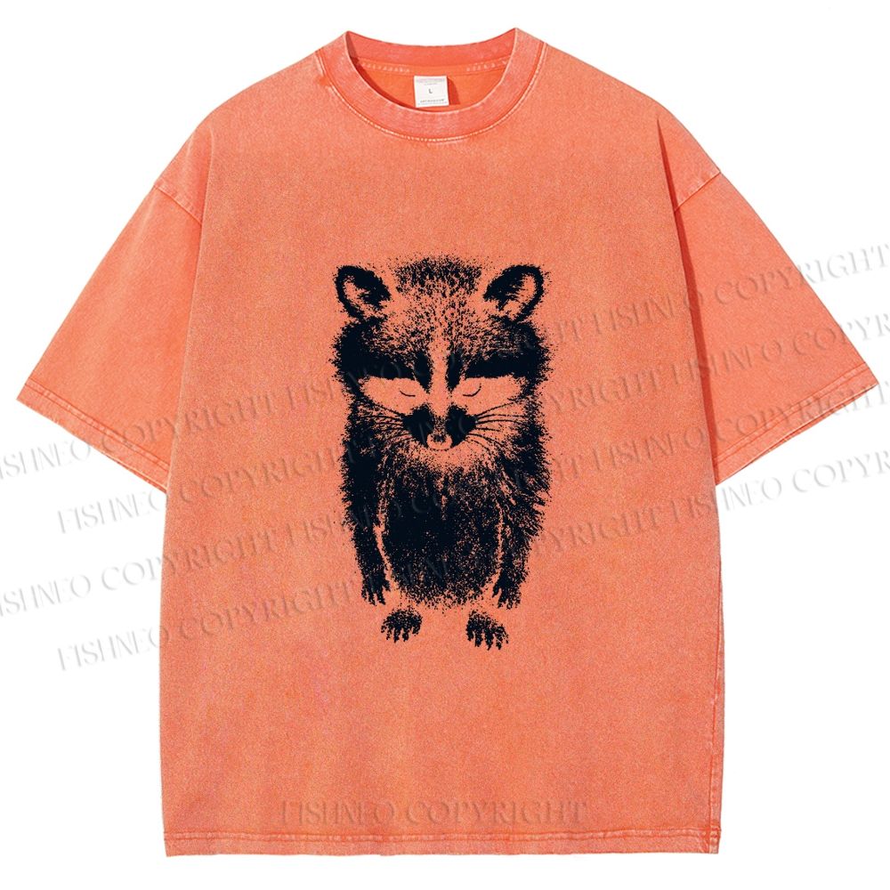Unisex Sad Trash Panda Meme Printed Washed Tee