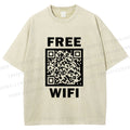 Unisex Free Wifi Printed Washed Tee