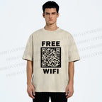 Unisex Free Wifi Printed Washed Tee