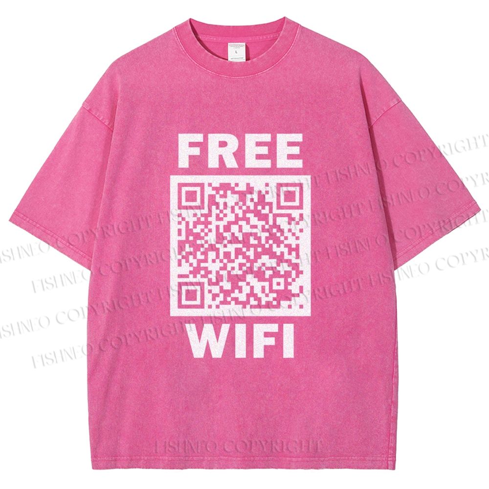 Unisex Free Wifi Printed Washed Tee