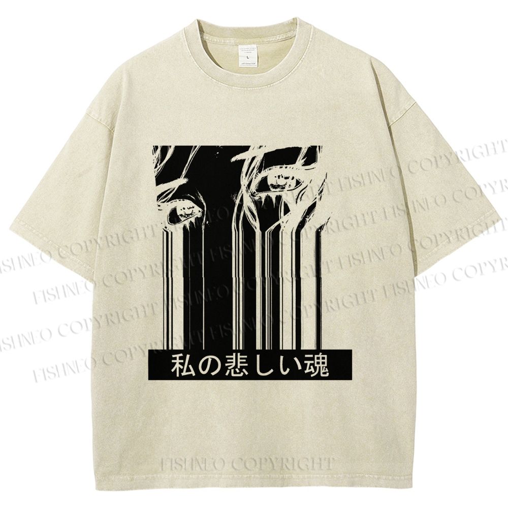 Unisex Gally Gunnm Printed Washed Tee