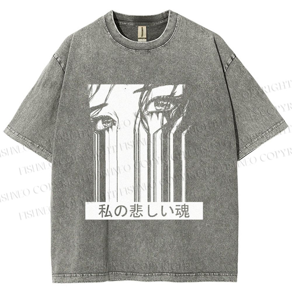 Unisex Gally Gunnm Printed Washed Tee