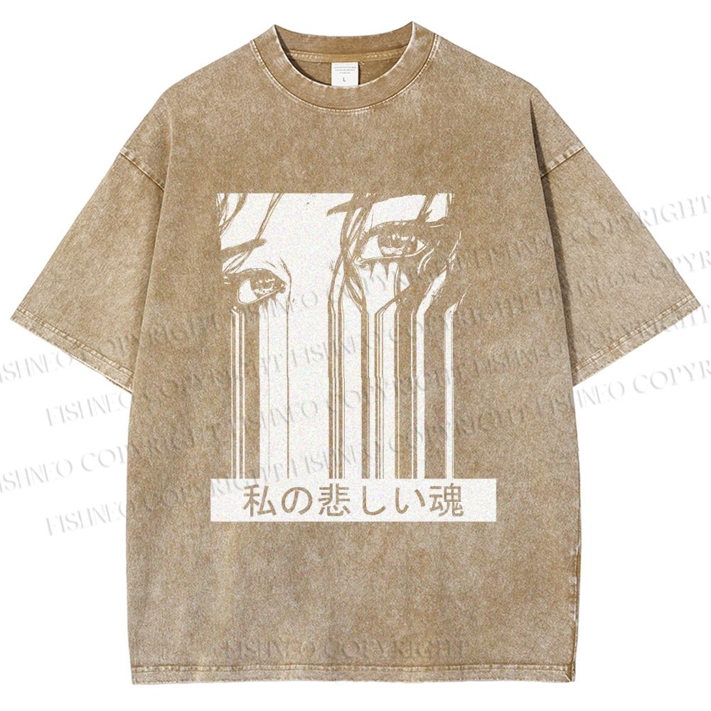 Unisex Gally Gunnm Printed Washed Tee