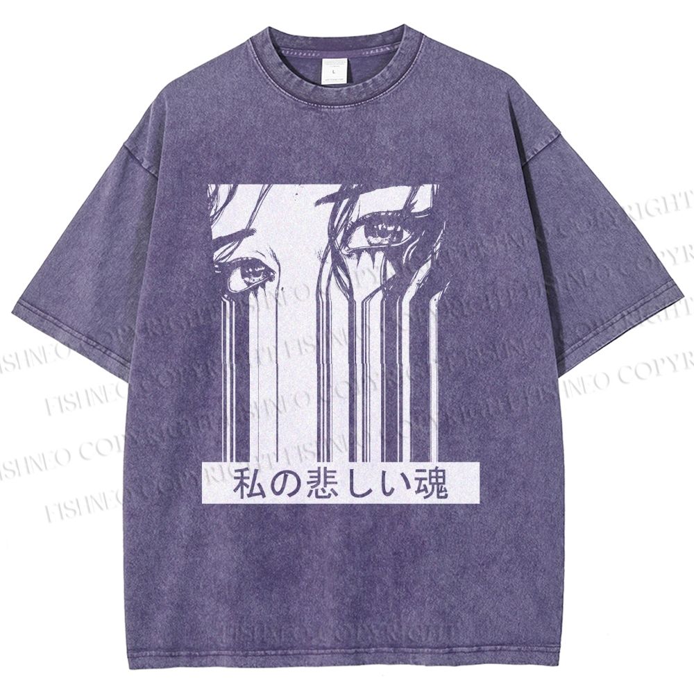Unisex Gally Gunnm Printed Washed Tee