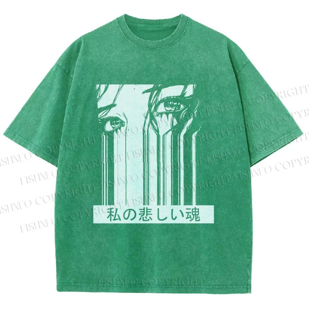 Unisex Gally Gunnm Printed Washed Tee
