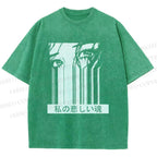 Unisex Gally Gunnm Printed Washed Tee