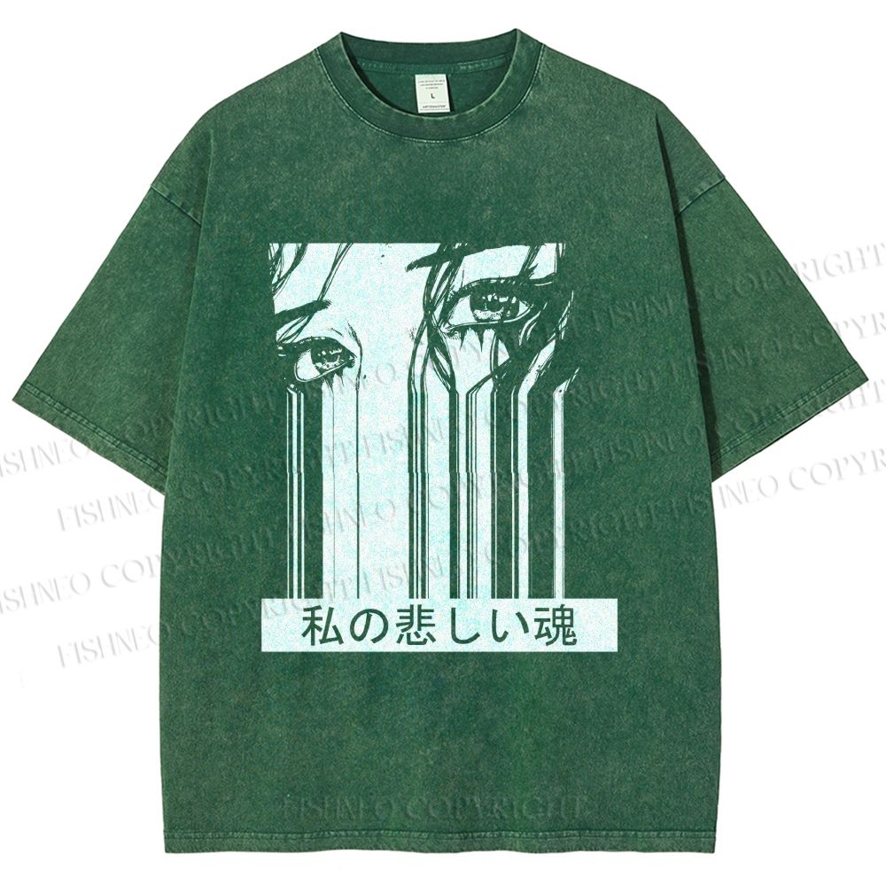 Unisex Gally Gunnm Printed Washed Tee