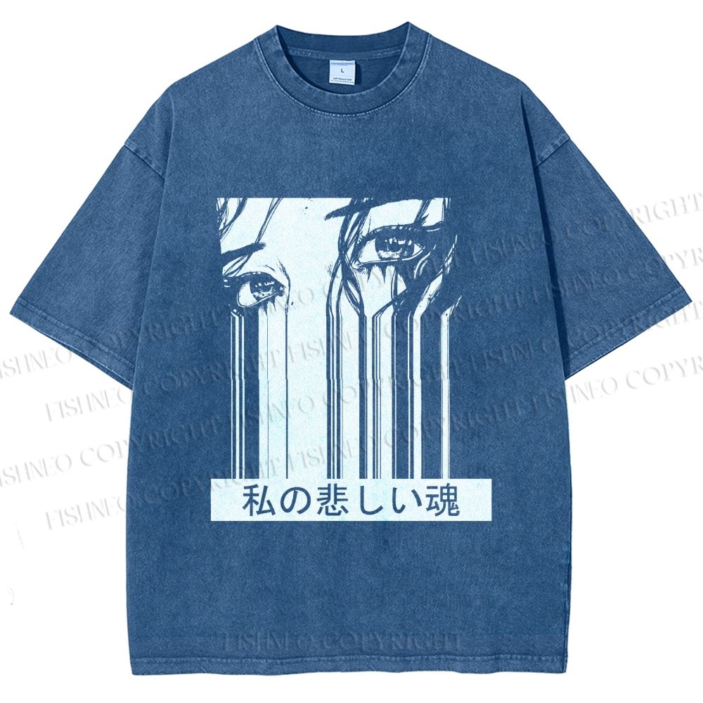Unisex Gally Gunnm Printed Washed Tee