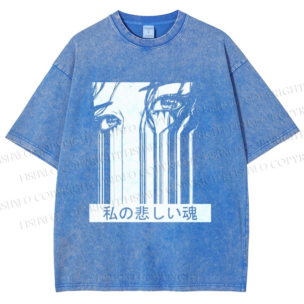 Unisex Gally Gunnm Printed Washed Tee