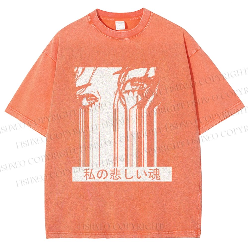 Unisex Gally Gunnm Printed Washed Tee