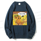 Unisex This is Fine Cat Printed Sweatshirt