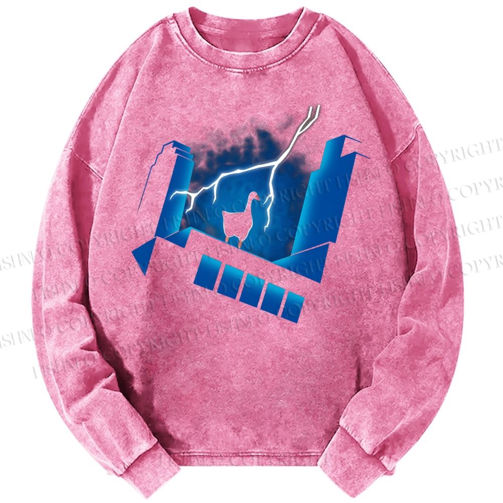 Unisex Casual Washed Goose: The Animated Series Printed Long Sleeve T-shirt