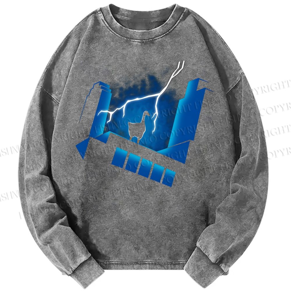 Unisex Casual Washed Goose: The Animated Series Printed Long Sleeve T-shirt