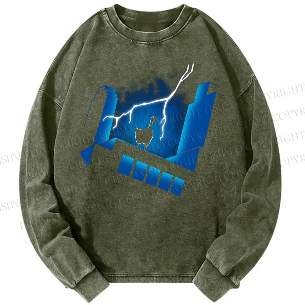 Unisex Casual Washed Goose: The Animated Series Printed Long Sleeve T-shirt
