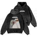 Unisex Casual Loading Penguin Printed Double-sided Washed Hoodie