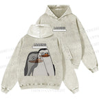 Unisex Casual Loading Penguin Printed Double-sided Washed Hoodie
