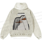 Unisex Casual Loading Penguin Printed Double-sided Washed Hoodie