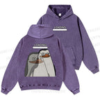 Unisex Casual Loading Penguin Printed Double-sided Washed Hoodie