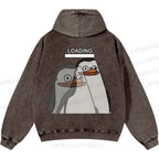 Unisex Casual Loading Penguin Printed Double-sided Washed Hoodie