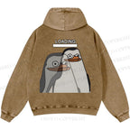 Unisex Casual Loading Penguin Printed Double-sided Washed Hoodie