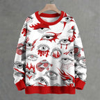 All Kinds of Eyes Drawing Crew Neck Sweater