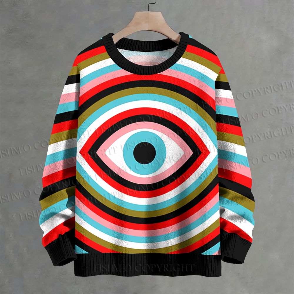 Giant Eye in Line Crew Neck Sweater