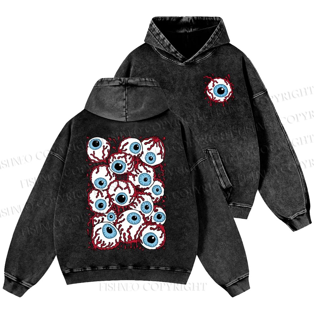 Unisex Eyes With Vessel Casual Printed Double-sided Washed Hoodie