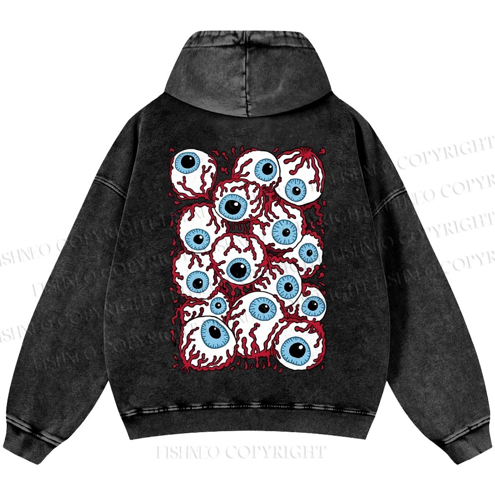 Unisex Eyes With Vessel Casual Printed Double-sided Washed Hoodie