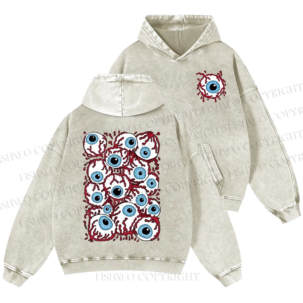 Unisex Eyes With Vessel Casual Printed Double-sided Washed Hoodie