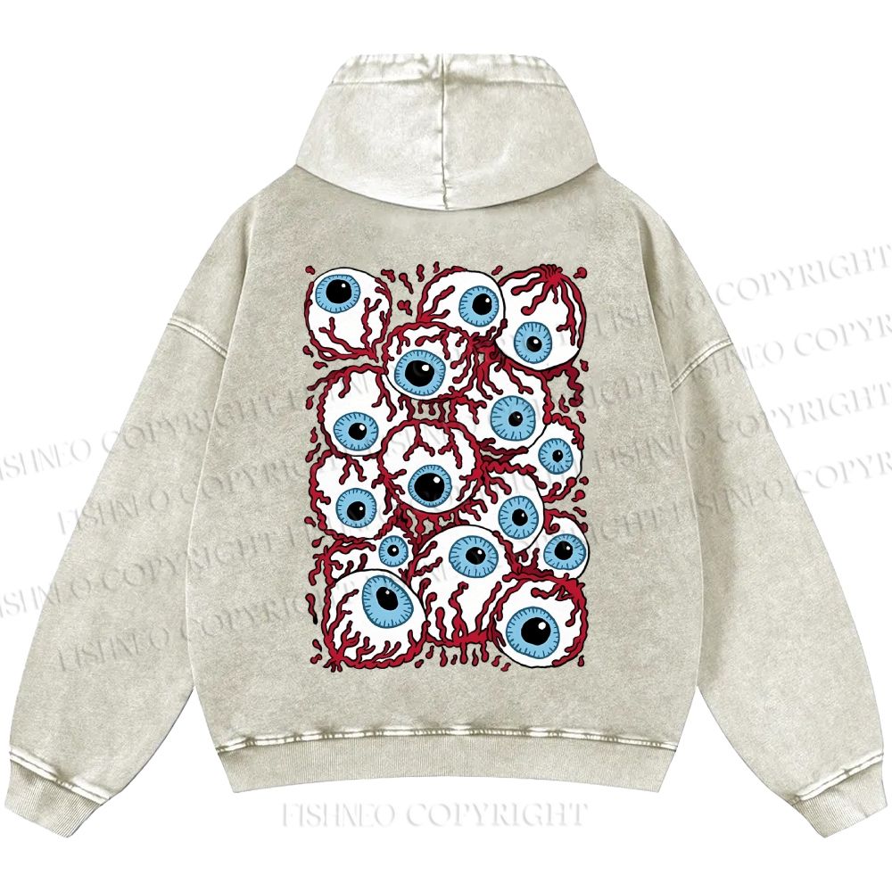 Unisex Eyes With Vessel Casual Printed Double-sided Washed Hoodie