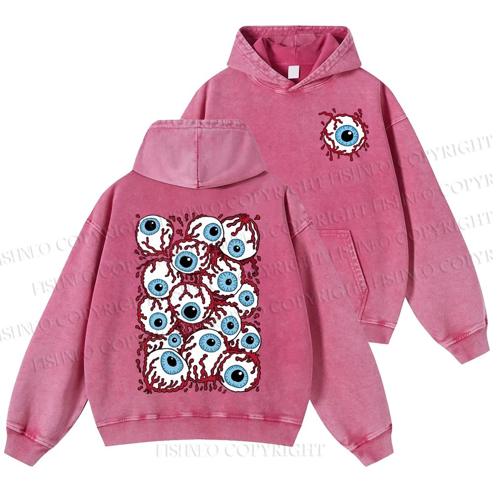 Unisex Eyes With Vessel Casual Printed Double-sided Washed Hoodie