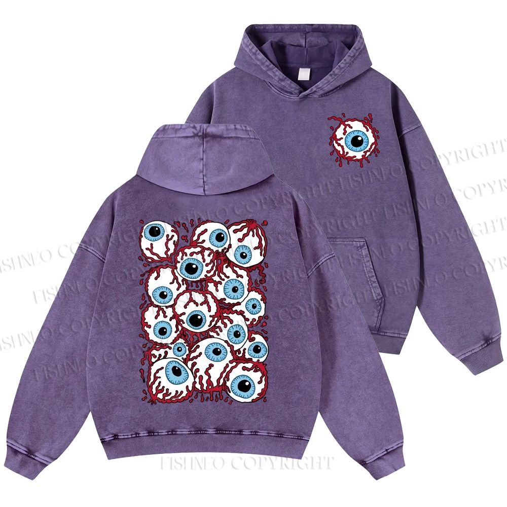Unisex Eyes With Vessel Casual Printed Double-sided Washed Hoodie