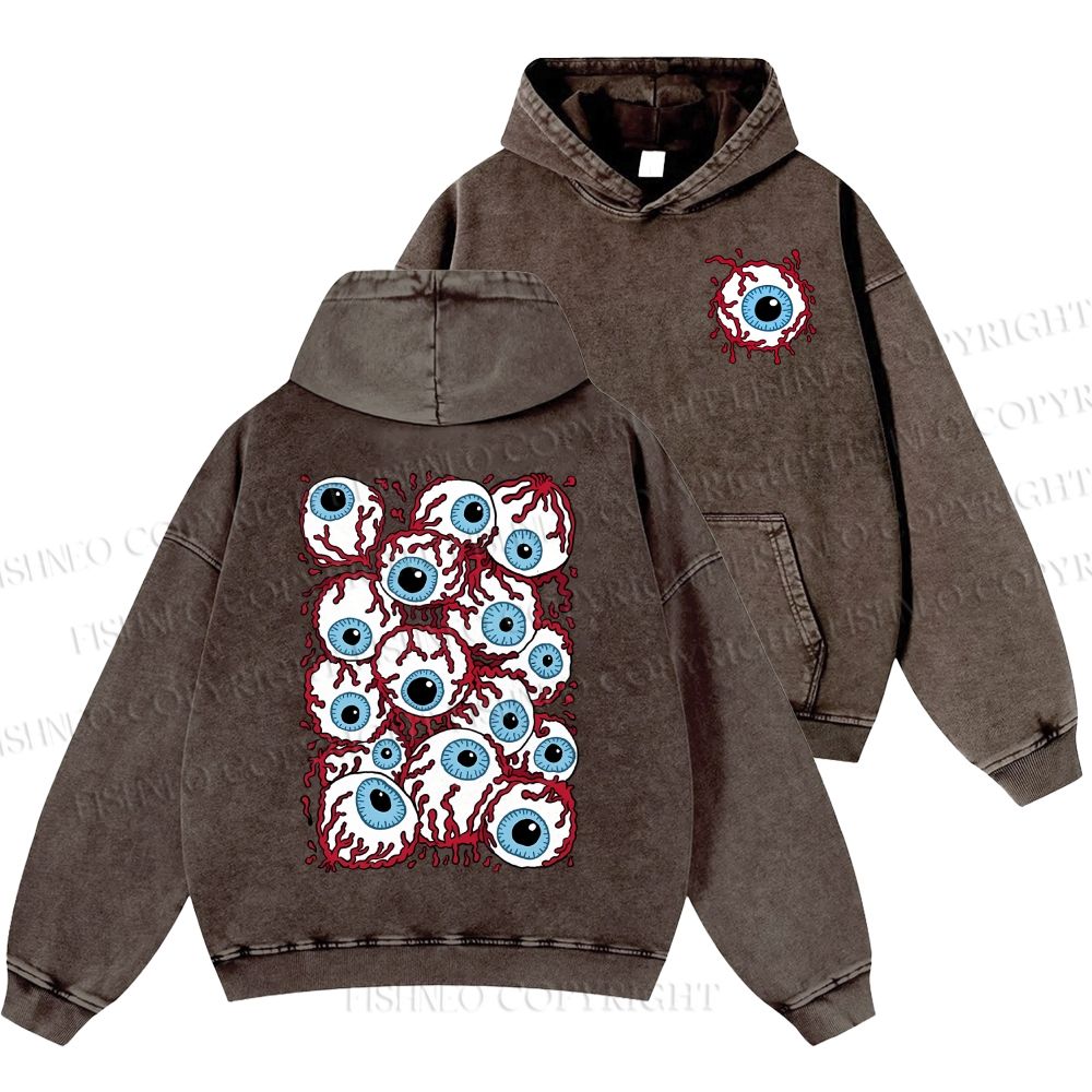 Unisex Eyes With Vessel Casual Printed Double-sided Washed Hoodie