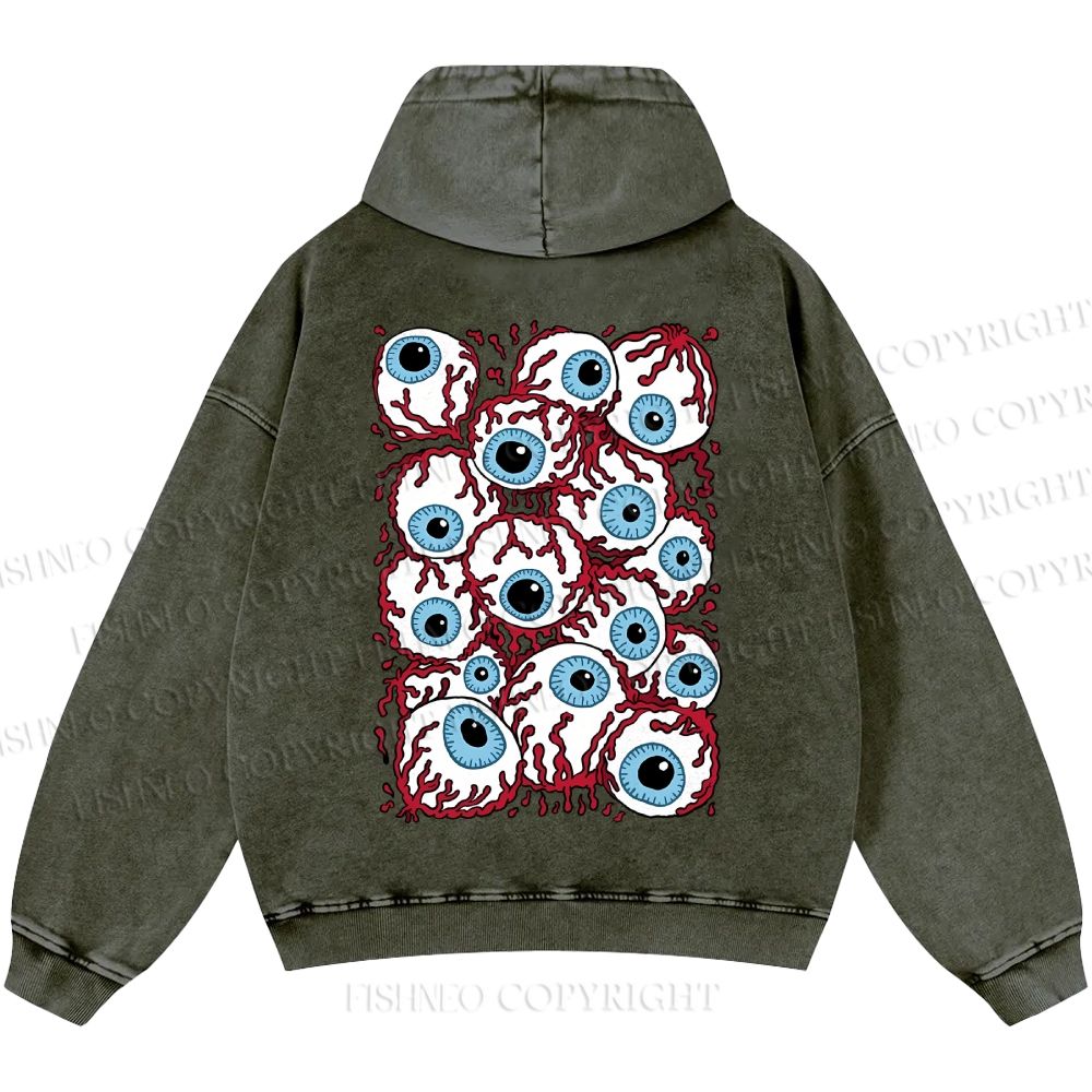 Unisex Eyes With Vessel Casual Printed Double-sided Washed Hoodie