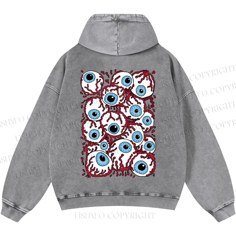 Unisex Eyes With Vessel Casual Printed Double-sided Washed Hoodie