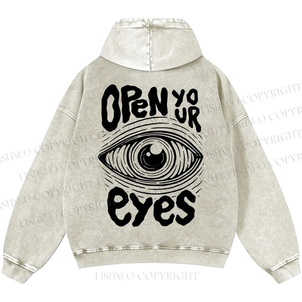 Unisex Open Your Eyes Casual Printed Double-sided Washed Hoodie