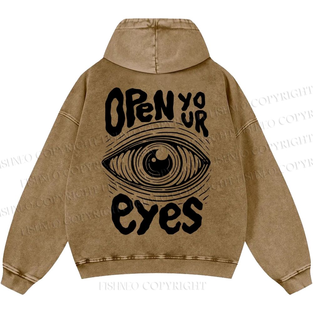 Unisex Open Your Eyes Casual Printed Double-sided Washed Hoodie