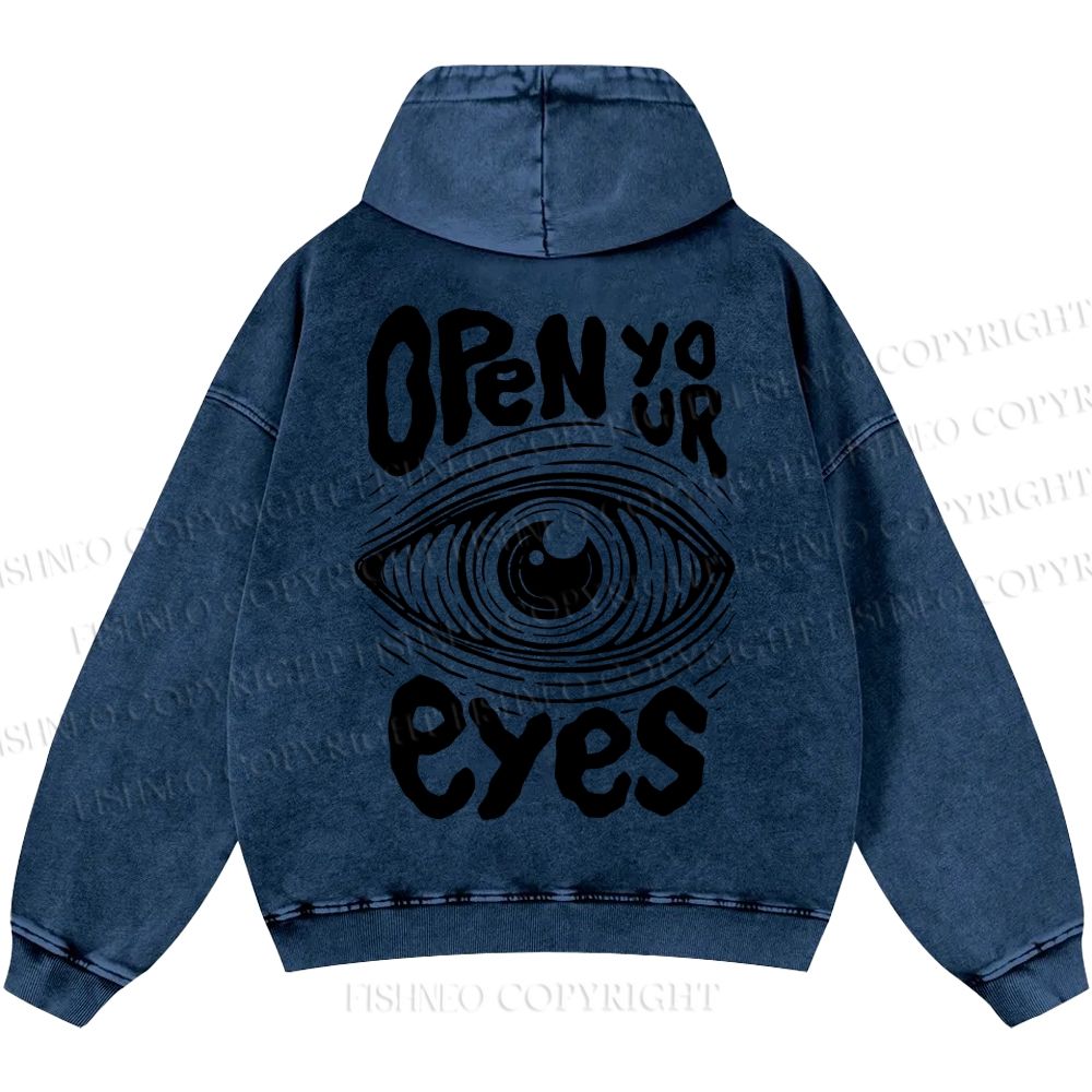 Unisex Open Your Eyes Casual Printed Double-sided Washed Hoodie
