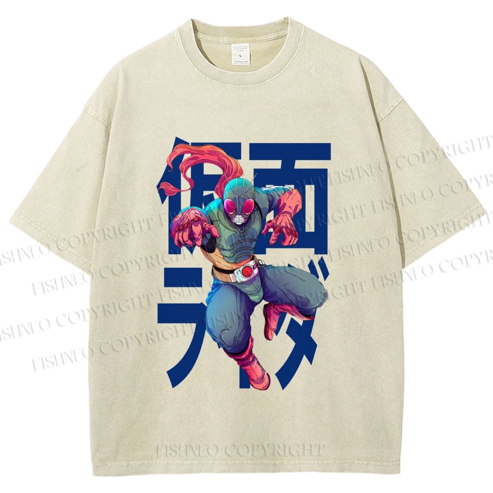 Unisex Kamen Rider Printed Washed Tee